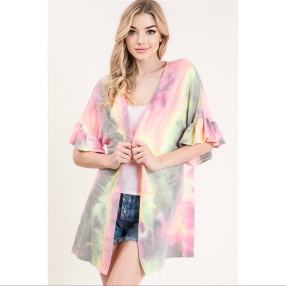 Grey tie-dye kimono cardigan - Picture 3 of 5